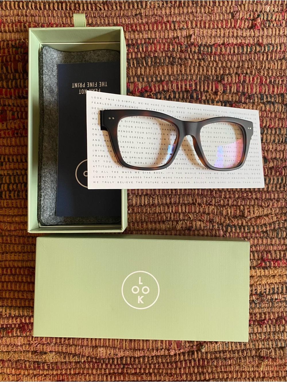 New LOOK OPTIC Tortoise Cosmo Square Eyeglass Readers - magnification +100